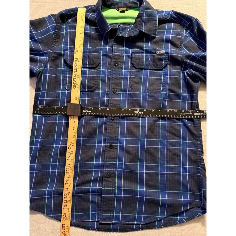 Eddie Bauer Plaid Shirt Mens L Blue Long Sleeve Button Up‎ Outdoor Hiking Casual - Picture 5 of 6